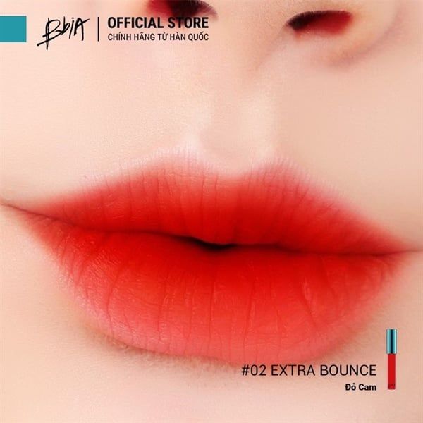 Son Kem Bbia Last Velvet Lip Tint 5gr #02 Extra Bounce Đỏ Cam