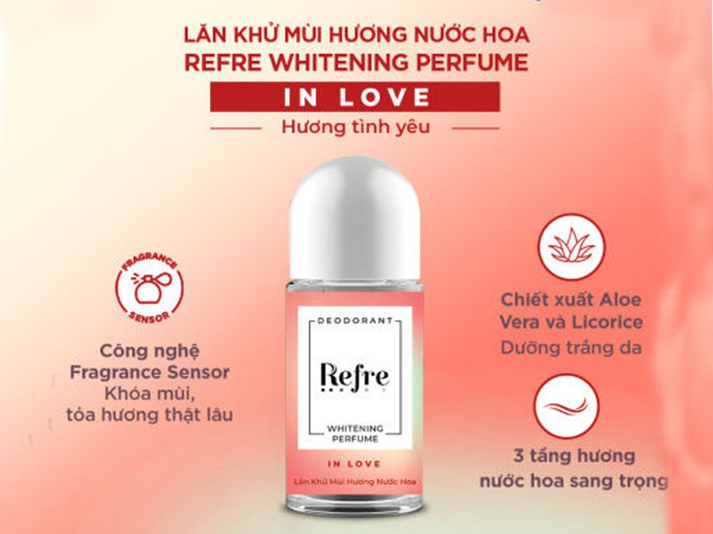 Lăn Khử Mùi Rohto Deodorant Refre Whitening Perfume #In Love 40ml