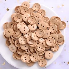 Phụ Kiện - 5 Nút gỗ tròn viền nét đứt màu nâu kem