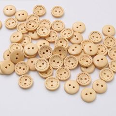 Phụ Kiện - 5 Nút gỗ tròn viền nét đứt màu nâu kem