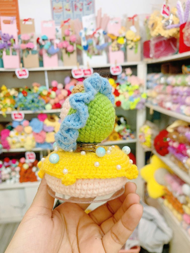 Đế Donut Lúc Lắc Hoa Xanh Dương