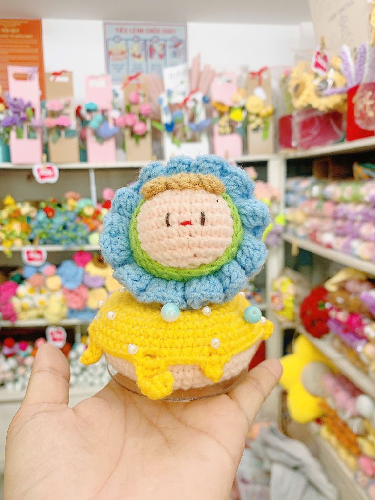 Đế Donut Lúc Lắc Hoa Xanh Dương