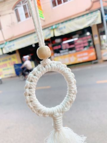 Macrame Móc Khóa Tròn Tua Rua Mẫu 1