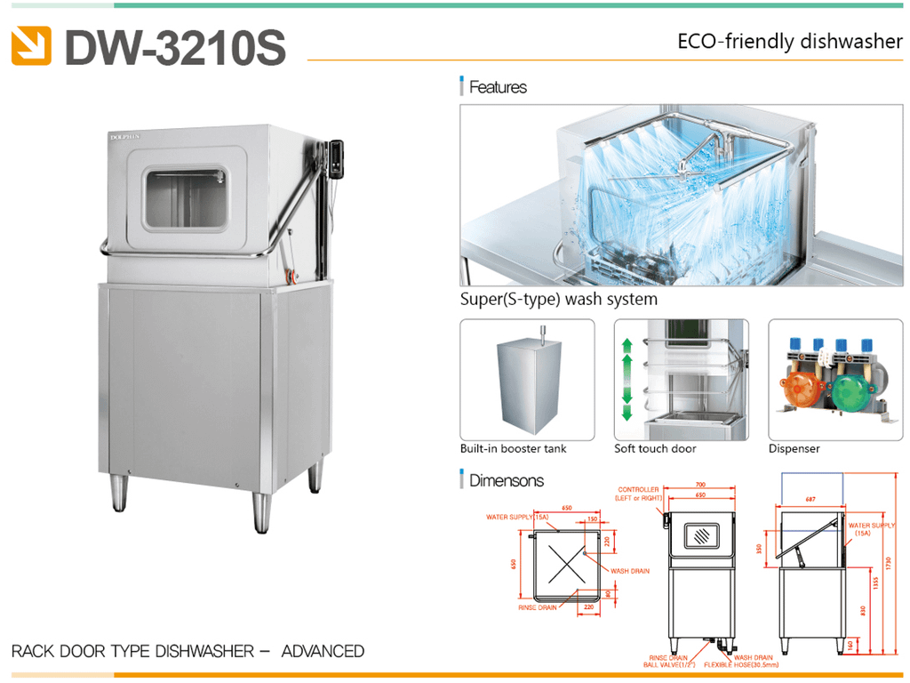 Máy rửa chén bát công nghiệp Dolphin DW-3210S