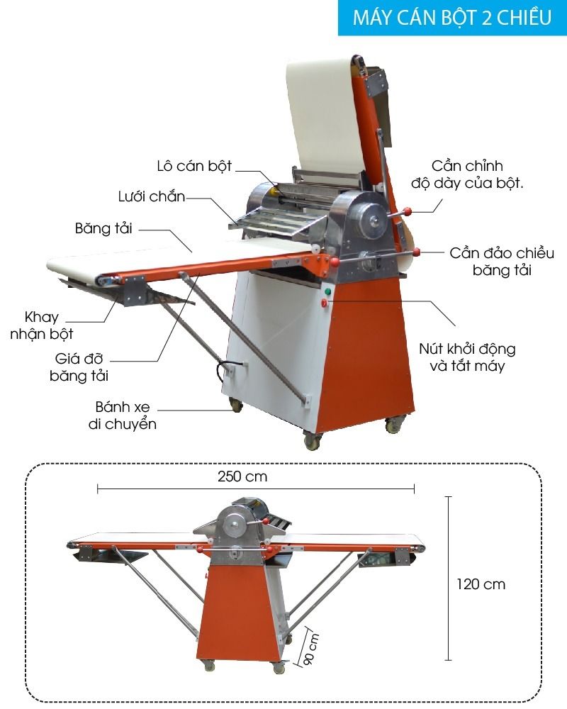 Máy cán bột 2 chiều L520