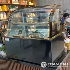 Tủ bánh kem mini để bàn kính cong đế đá