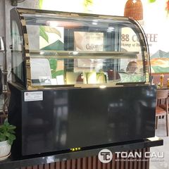 Tủ bánh kem mini để bàn kính cong đế đá