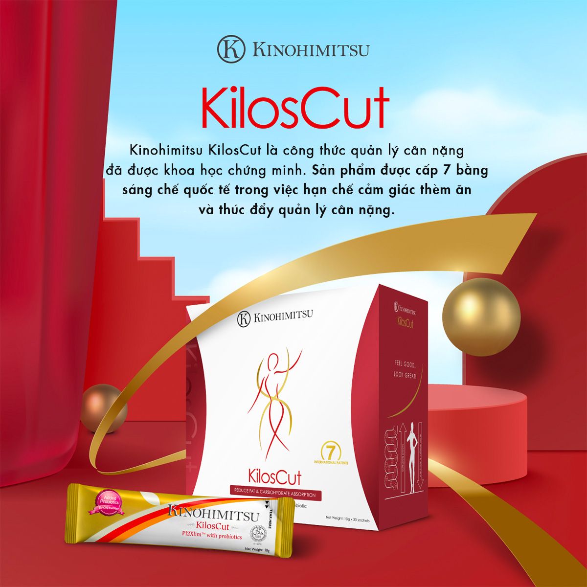  Kinohimitsu Kiloscut 10G | BỘT UỐNG GIẢM CÂN VÀ GIẢM MỠ NỘI TẠNG CAO CẤP 