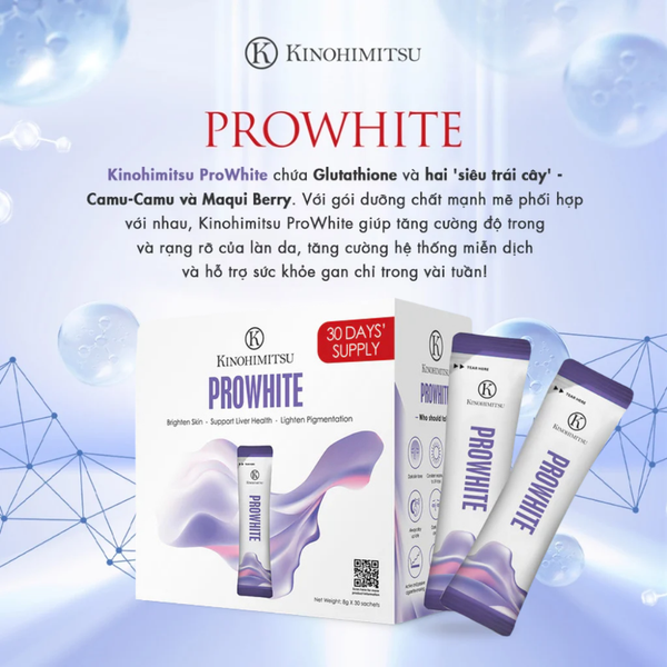  Kinohimitsu Prowhite 8G | BỘT UỐNG TRẮNG DA, CẢI THIÊN ĐỐM NÂU, DA XỈN MÀU 
