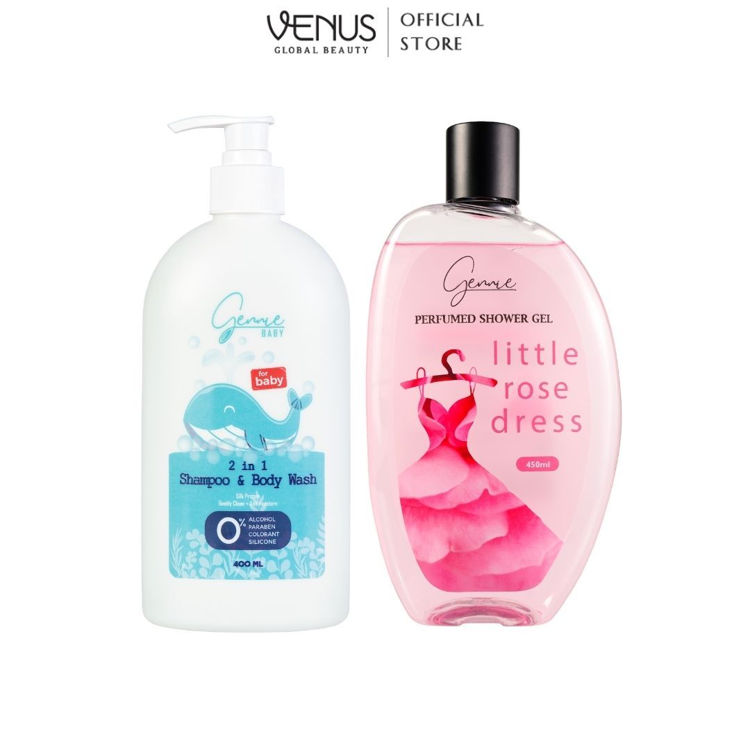  Bộ đôi Mẹ và Bé Sữa tắm Gennie Little Dress + Sữa tắm gội 2IN1 Gennie Baby 450ml - 400ml 