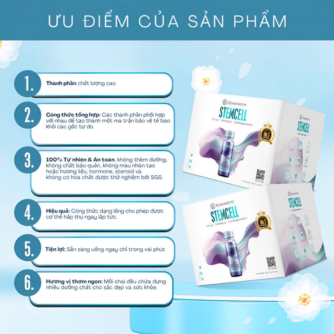  Kinohimitsu Stemcell 50G | NƯỚC UỐNG TRẺ HOÁ, TÁI TẠO DA TỪ TẾ BÀO GỐC 