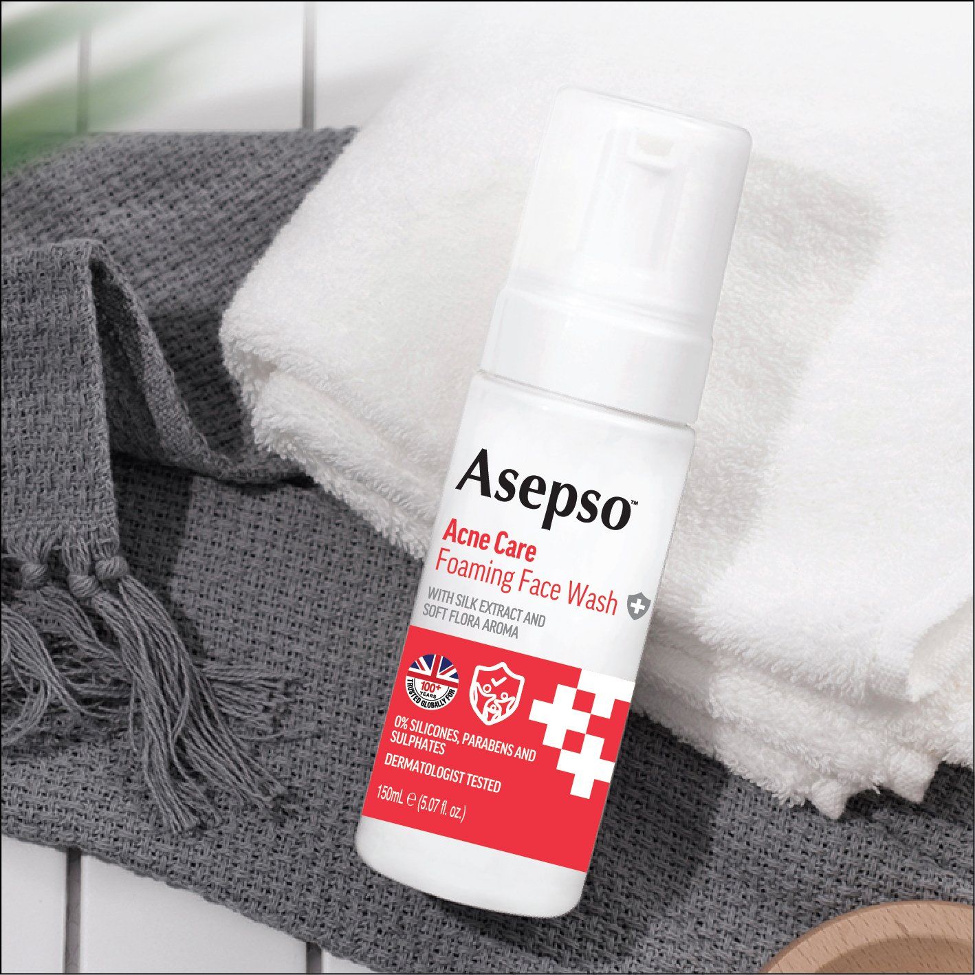 Sữa Rửa Mặt Dạng Bọt ASEPSO Giúp Ngăn Ngừa Mụn Chiết Xuất Tơ Tằm & Hương Hoa Tự Nhiên 150ml 