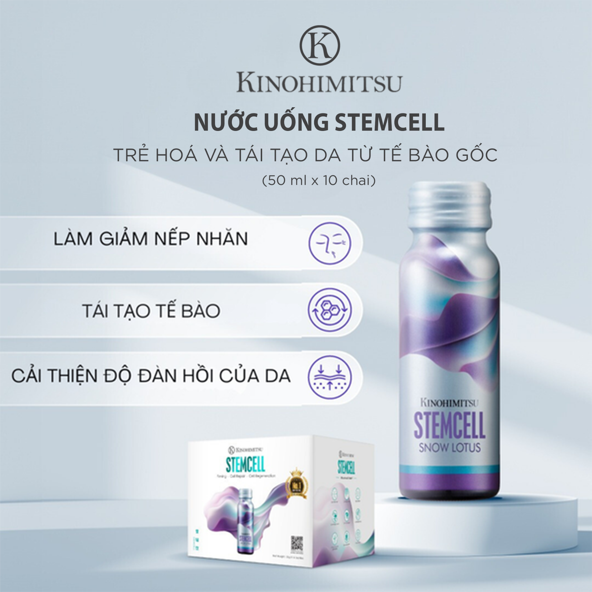  Kinohimitsu Stemcell 50G | NƯỚC UỐNG TRẺ HOÁ, TÁI TẠO DA TỪ TẾ BÀO GỐC 