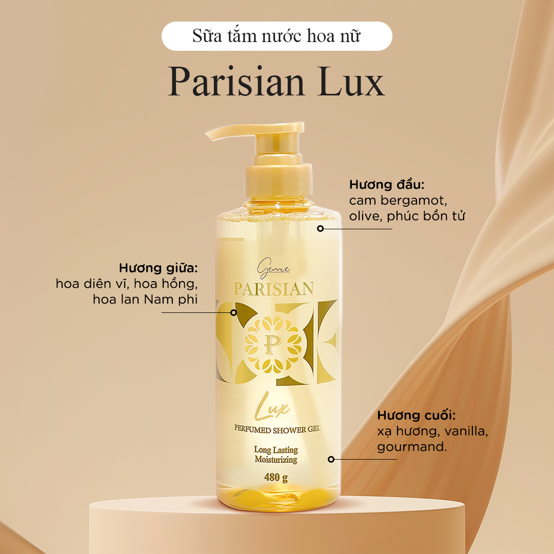  Sữa tắm Nước hoa Nữ Gennie Parisian 480ml hương thơm sang trọng, quyến rũ 