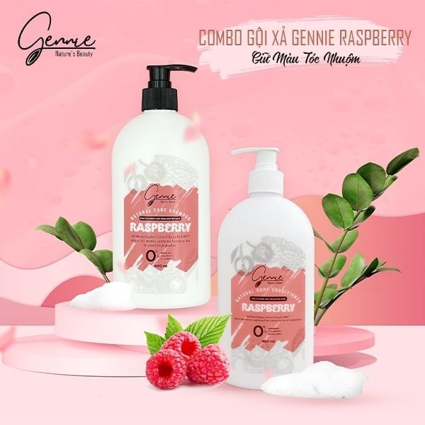  Dầu gội - xả Gennie Natural Care Shampoo - Raspberry for Colored & Highlighted Hair 400ml 