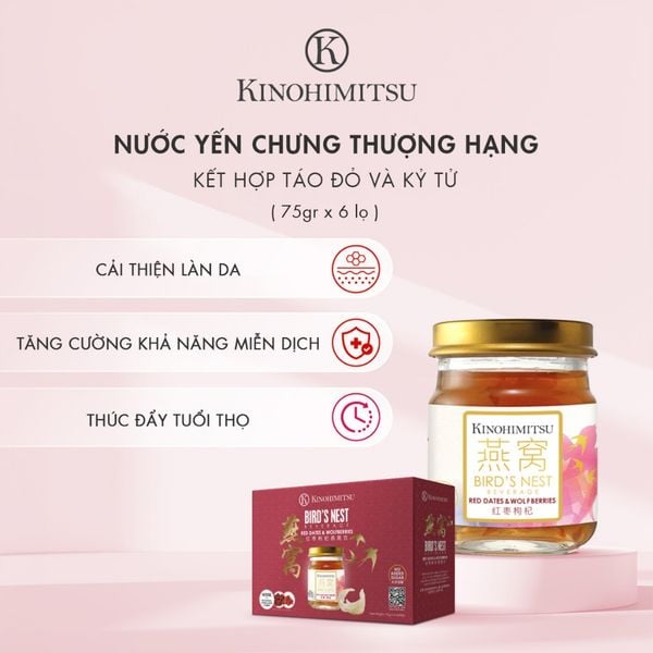  Nước yến Kỷ tử và Táo đỏ 75G | NƯỚC YẾN THƯỢNG HẠNG ĐẸP DA, TRƯỜNG THỌ 