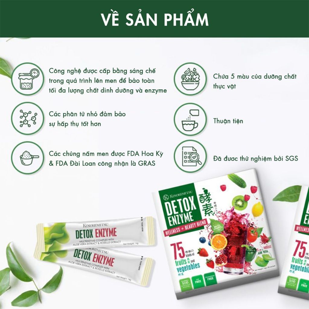  Kinohimitsu Detox Enzyme 14G | BỘT UỐNG THẢI ĐỘC , KIỂM SOÁT CÂN NẶNG 