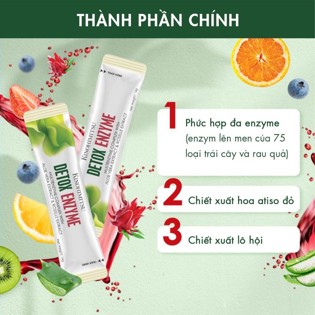  Kinohimitsu Detox Enzyme 14G | BỘT UỐNG THẢI ĐỘC , KIỂM SOÁT CÂN NẶNG 