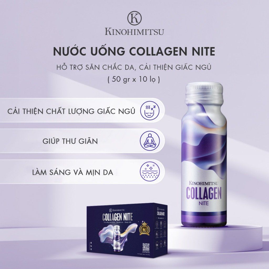  Kinohimitsu Collagen Nite 50G | NƯỚC UỐNG CHỐNG LÃO HOÁ , GIÚP NGỦ NGON 