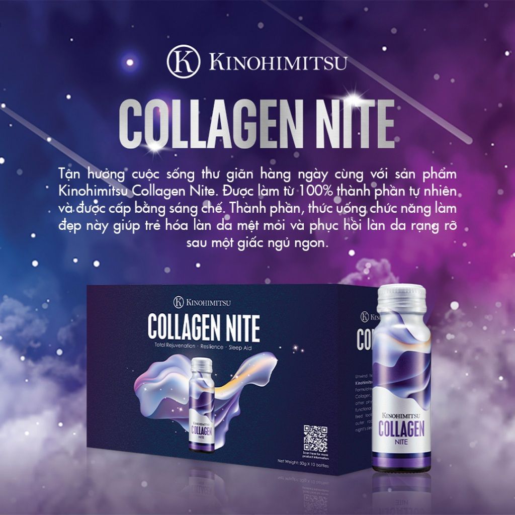  Kinohimitsu Collagen Nite 50G | NƯỚC UỐNG CHỐNG LÃO HOÁ , GIÚP NGỦ NGON 