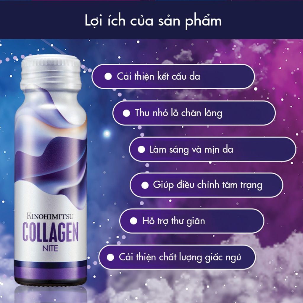  Kinohimitsu Collagen Nite 50G | NƯỚC UỐNG CHỐNG LÃO HOÁ , GIÚP NGỦ NGON 
