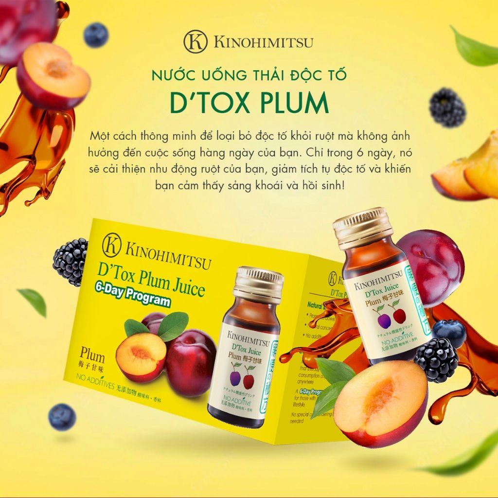  Kinohimitsu D'tox Plum Juice 30G | NƯỚC UỐNG THẢI ĐỘC ,TĂNG CƯỜNG MIỄN DỊCH 