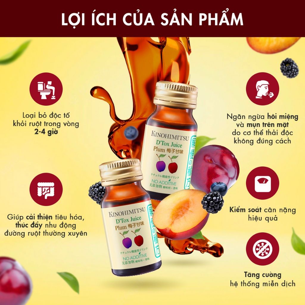  Kinohimitsu D'tox Plum Juice 30G | NƯỚC UỐNG THẢI ĐỘC ,TĂNG CƯỜNG MIỄN DỊCH 