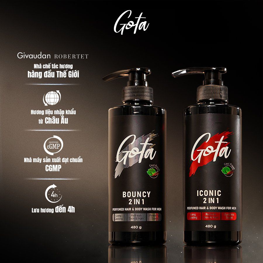  Sữa tắm - gội 2in1 hương nước hoa Gota 480ml 