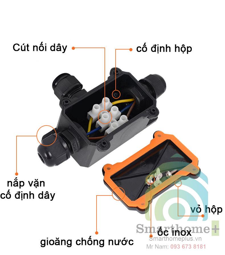  Hộp Cút Nối Điện Thẳng Chữ T Chống Nước IP68 CN801-3 