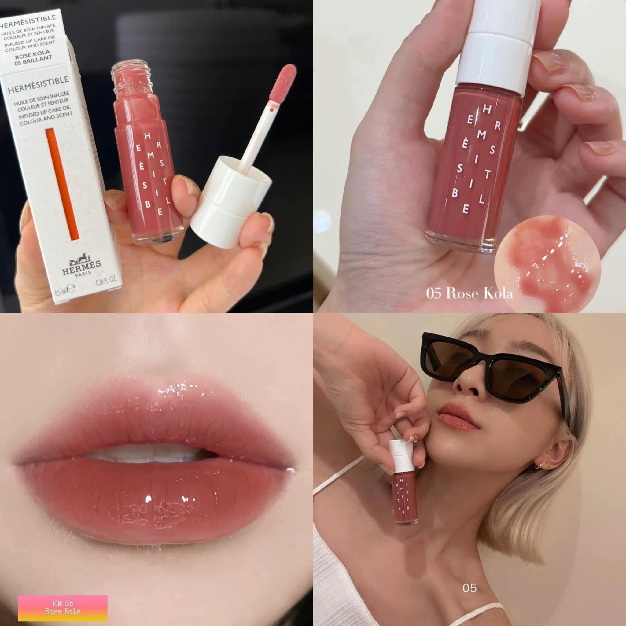  Son Dưỡng Hermès Hermesistible Infused Lip Care Oil 05 Rose Kola – Màu Hồng Gỗ 