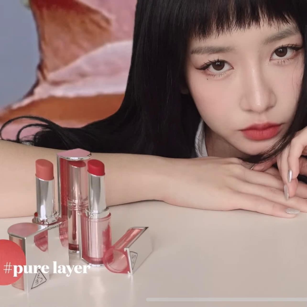  Son Thỏi 3CE Mịn Lì Pure Layer - Màu Hồng San Hô 4g Blur Matte Lipstick 