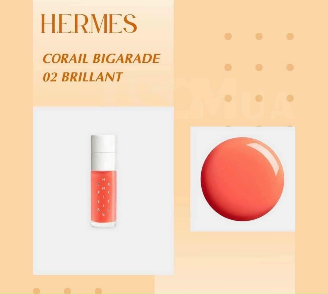  Son Dưỡng Hermès Hermesistible Infused Lip Care Oils 02 Corail Bigarade - Cam San Hô 