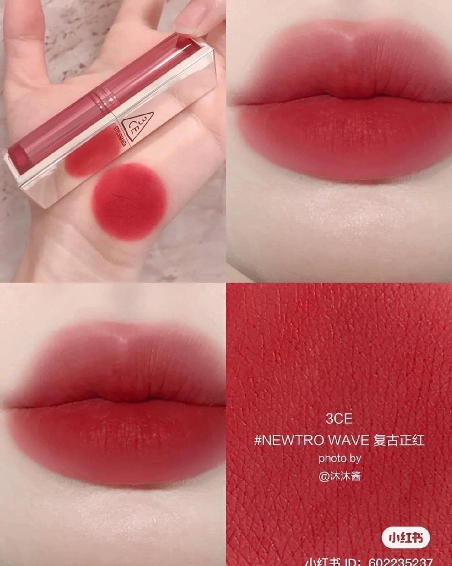  Son Thỏi 3CE Mịn Lì Newtro Wave - Màu Đỏ Thuần 4g Blur Matte Lipstick 