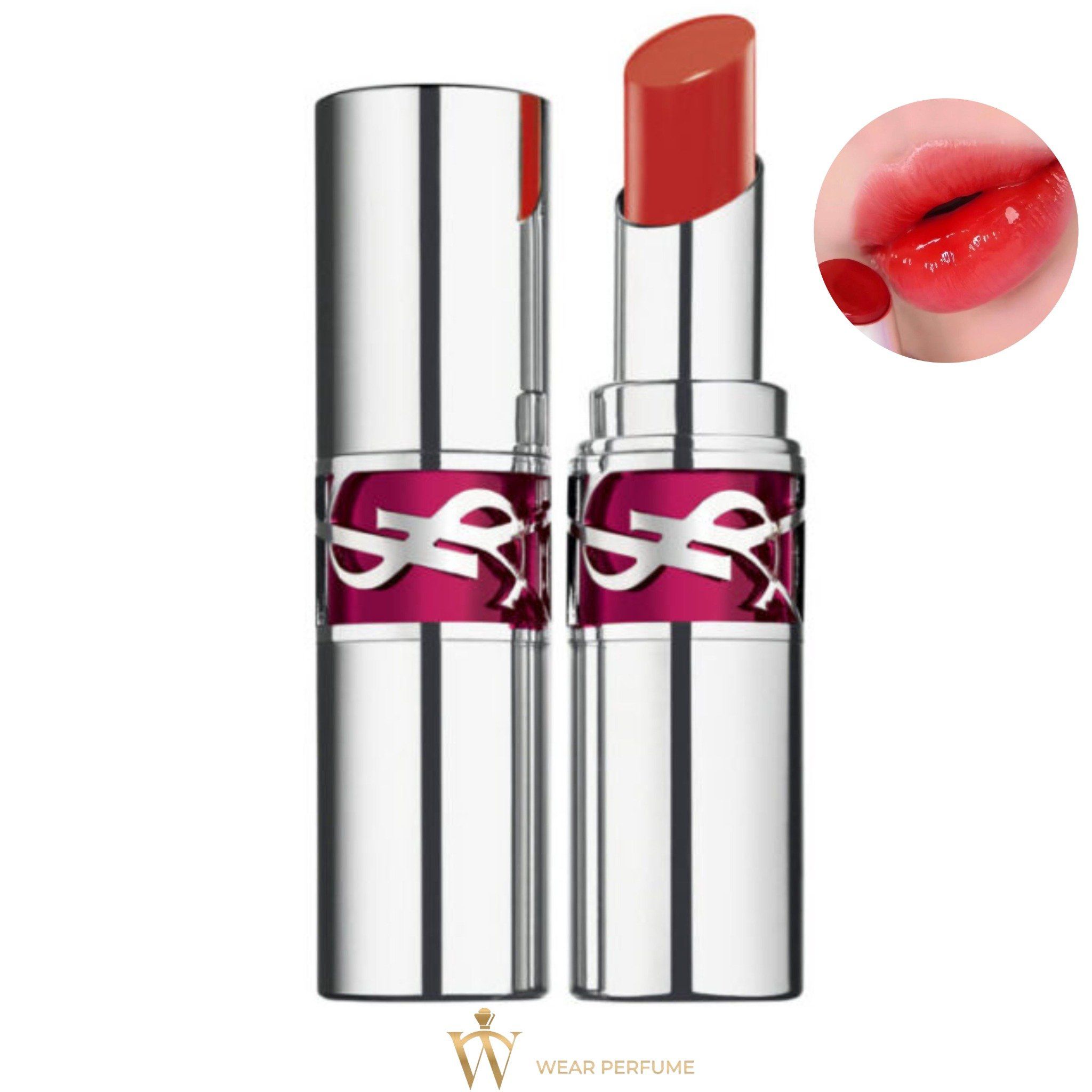  Son YSL Rouge Volupte Candy Glaze 9 Tangerine Tease – Màu Đỏ Tươi Ánh Cam 