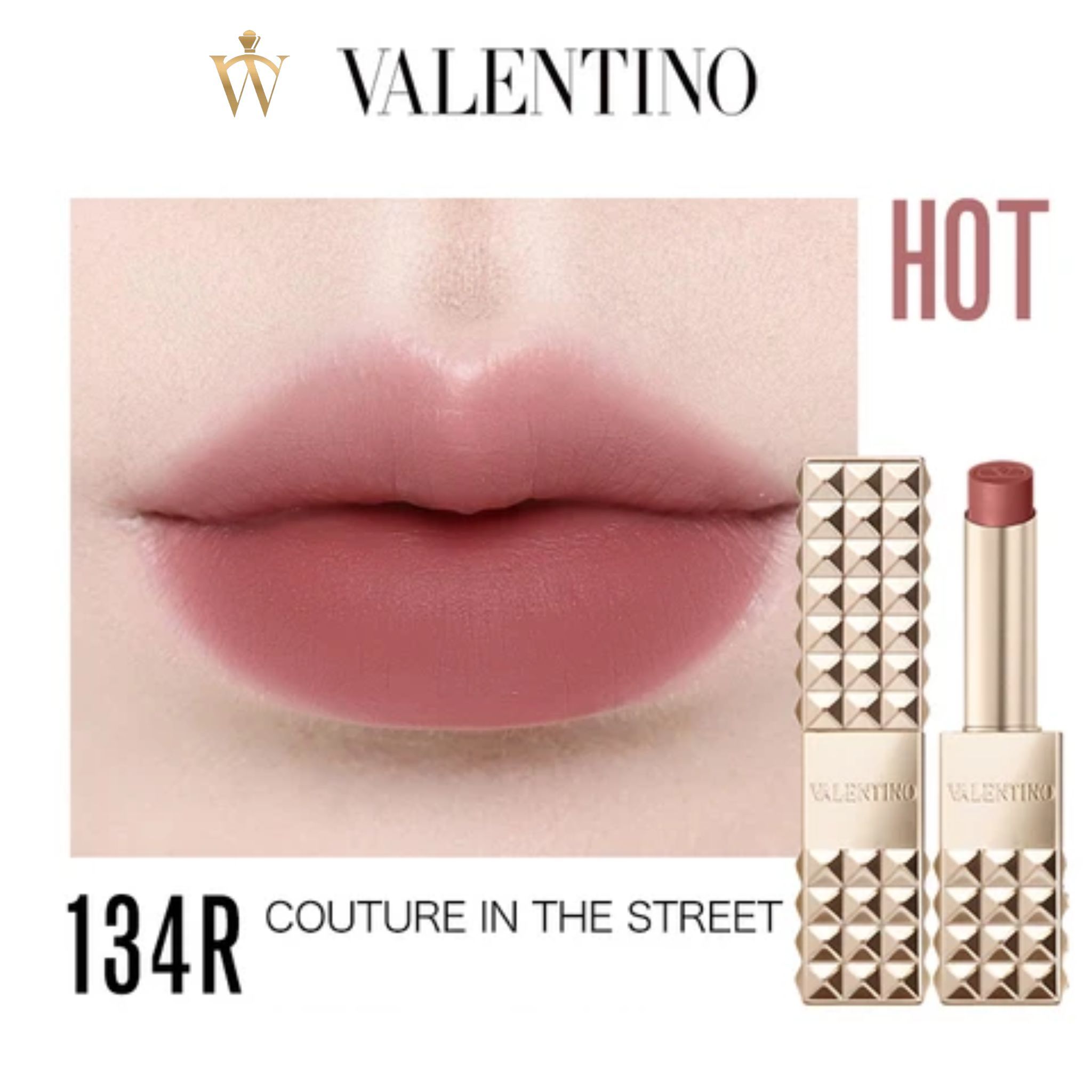  Son Valentino Spike Buttery Matte Lip Color 134R Couture In The Streets - Màu Hồng Đất 