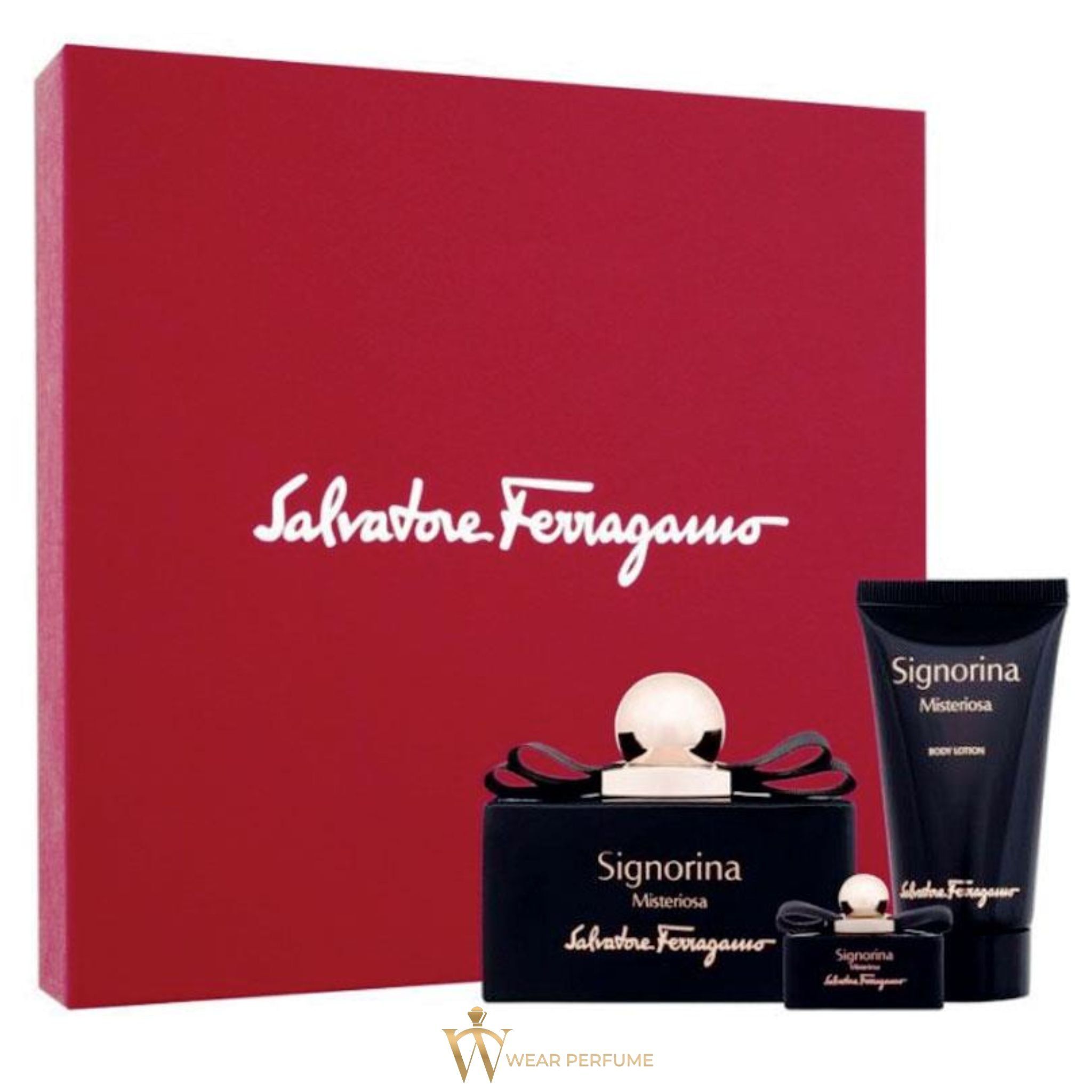  Set Nước Hoa Nữ Salvatore Ferragamo Signorina Misteriosa EDP (100ml + 10ml + Body Lotion 75ml) 
