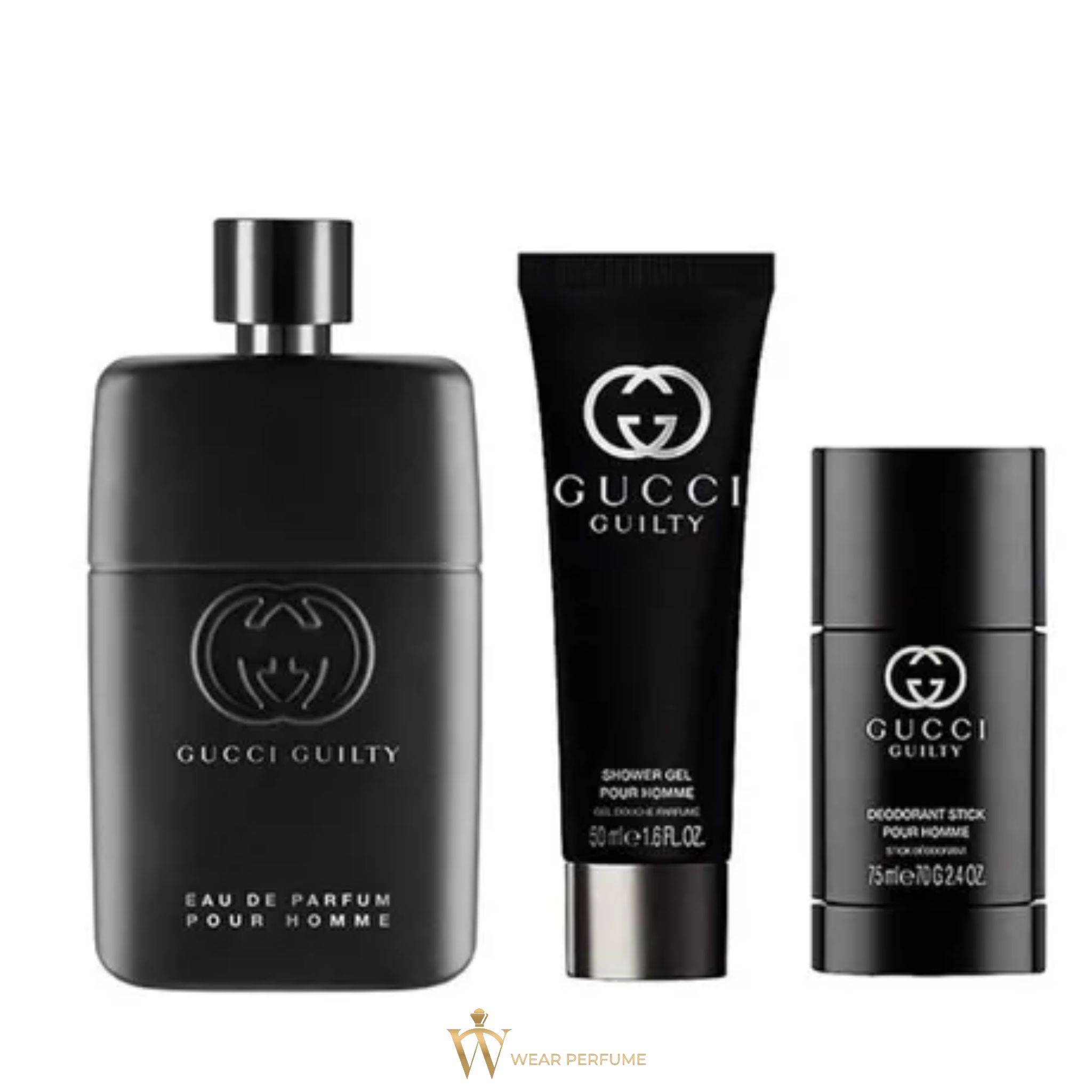  Gift Set Gucci Guilty Pour Homme Eau de Parfum 3pcs ( EDP 90ml & EDP 15ml & Deodorant Stick 75g ) 