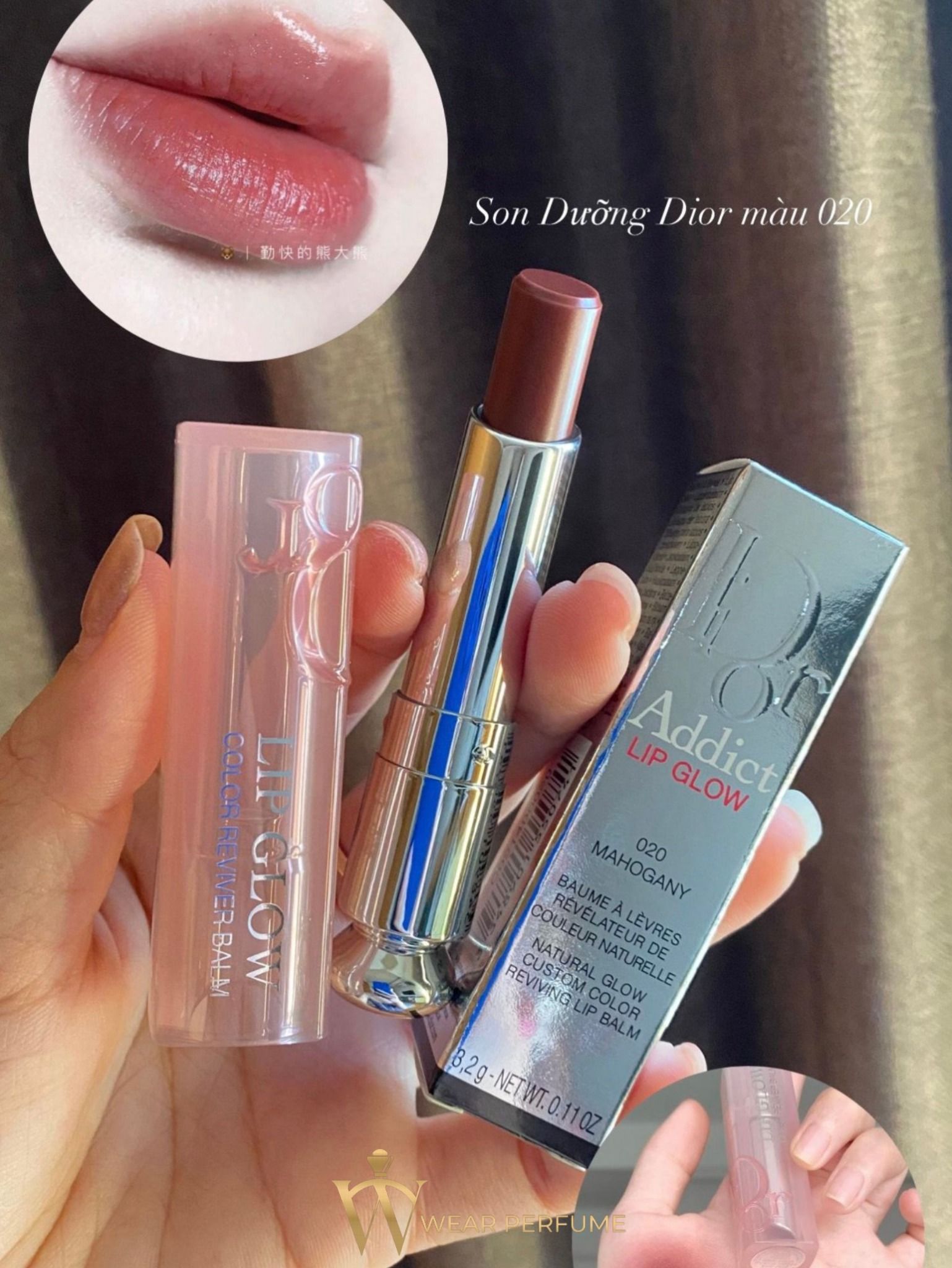  Son Dưỡng Dior Addict Lip Glow 020 Mahogany – Màu Đỏ Nâu 