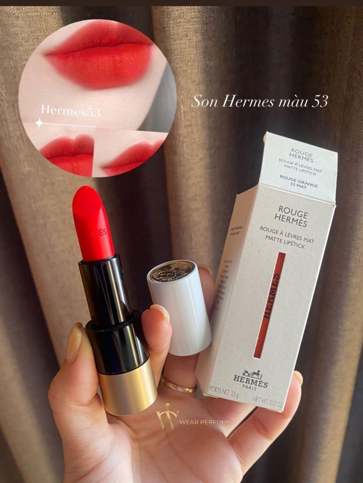  Son Hermes Matte Màu 53 Rouge Orange - Đỏ Cam 