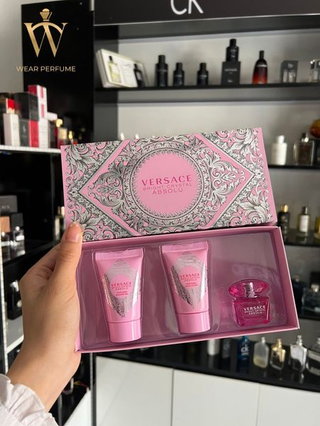  Set Nước Hoa Versace Bright Crystal Absolu 5ml + Sữa Tắm 25ml + Dưỡng Thể 25ml 
