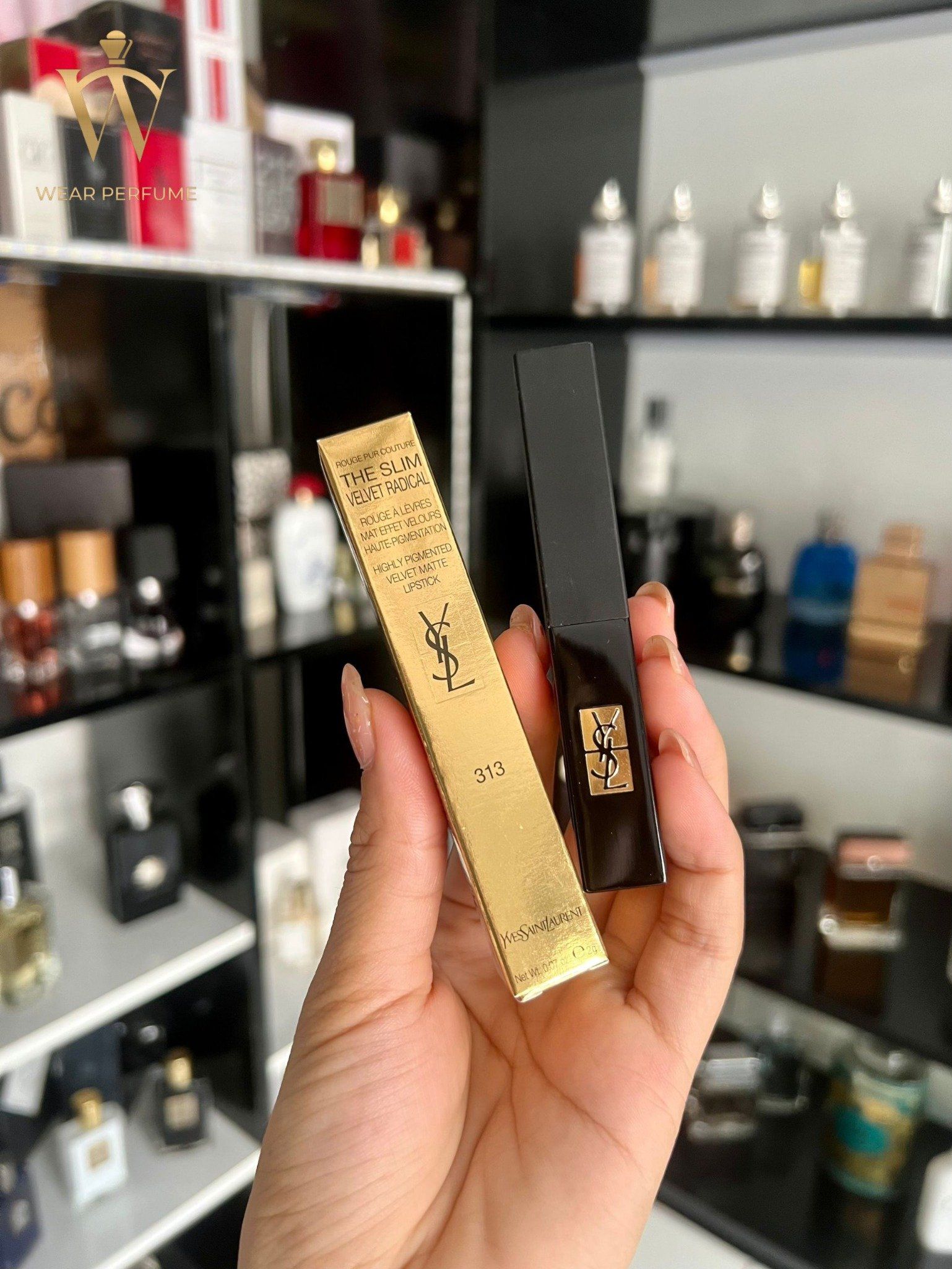  Son YSL The Slim Velvet Radical 313 Irreverent Cinnamon – Màu Cam Cháy 