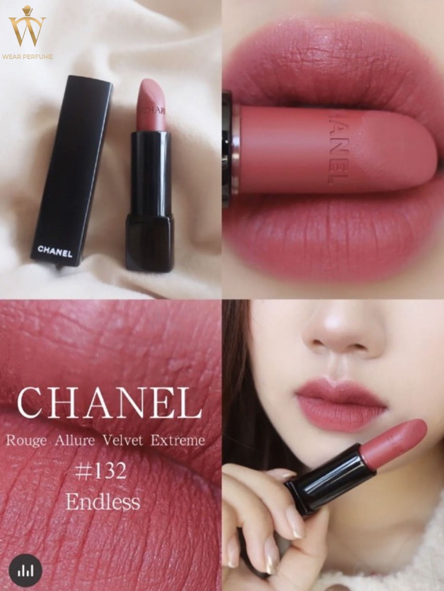  Son Chanel Rouge Allure Velvet Extreme 132 Endless - Màu Hoa Hồng Khô 