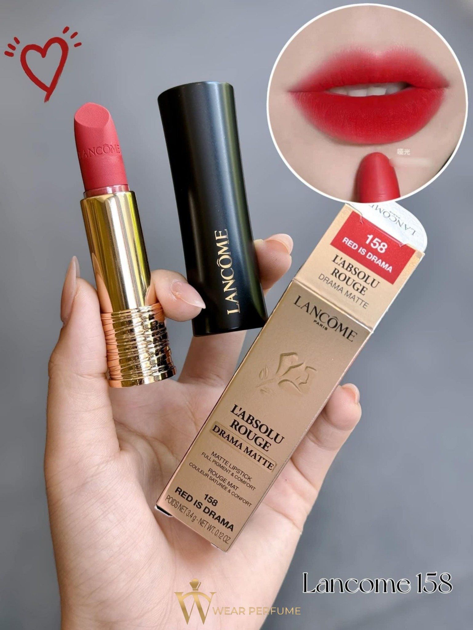 Son Lancome 158 Red Is Drama - Nét Đỏ Quyến Rũ Cho Nàng Cá Tính 