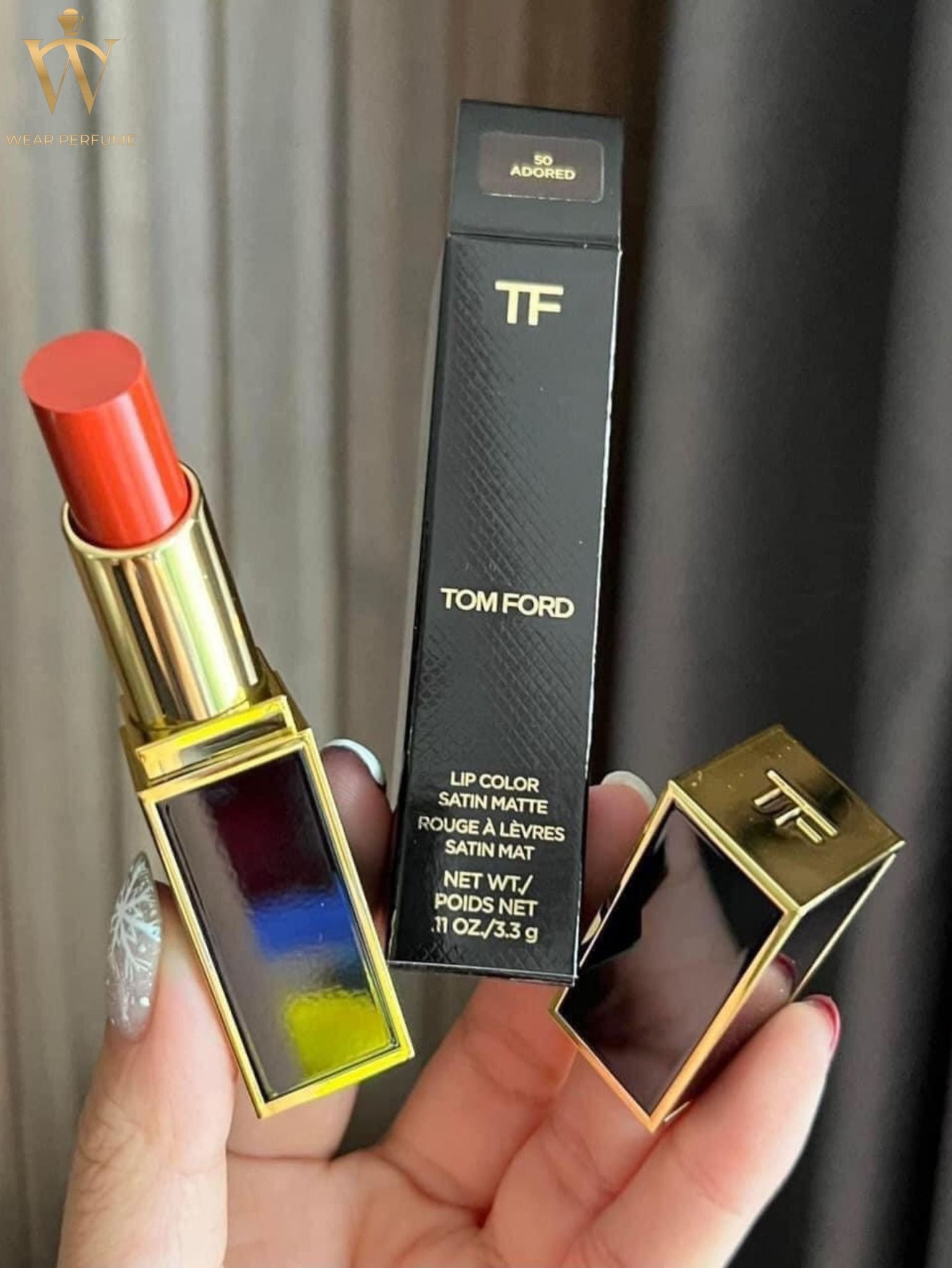  Son Tom Ford Lip Color Satin Matte Màu 50 Adored – Màu Đỏ Cam Cháy 
