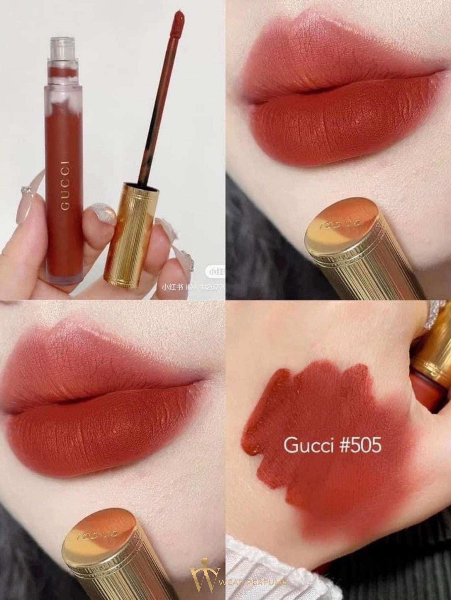  Son Kem Lì Gucci Rouge Liquid Matte 505 Janet Rust – Màu Đỏ Cam Đất 