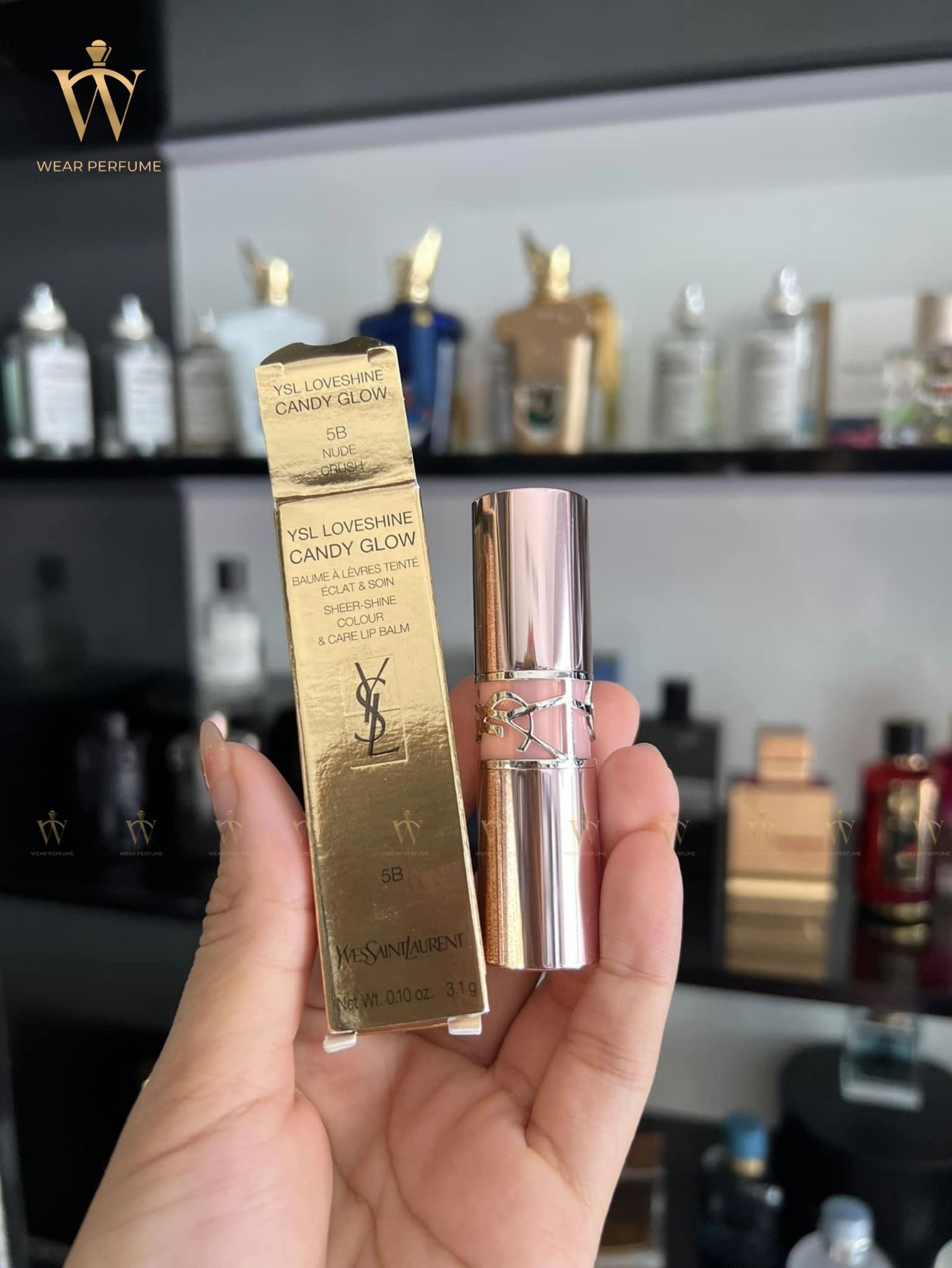 Son YSL Loveshine Candy Glow 5B Nude Crush - Màu Đỏ Nâu 