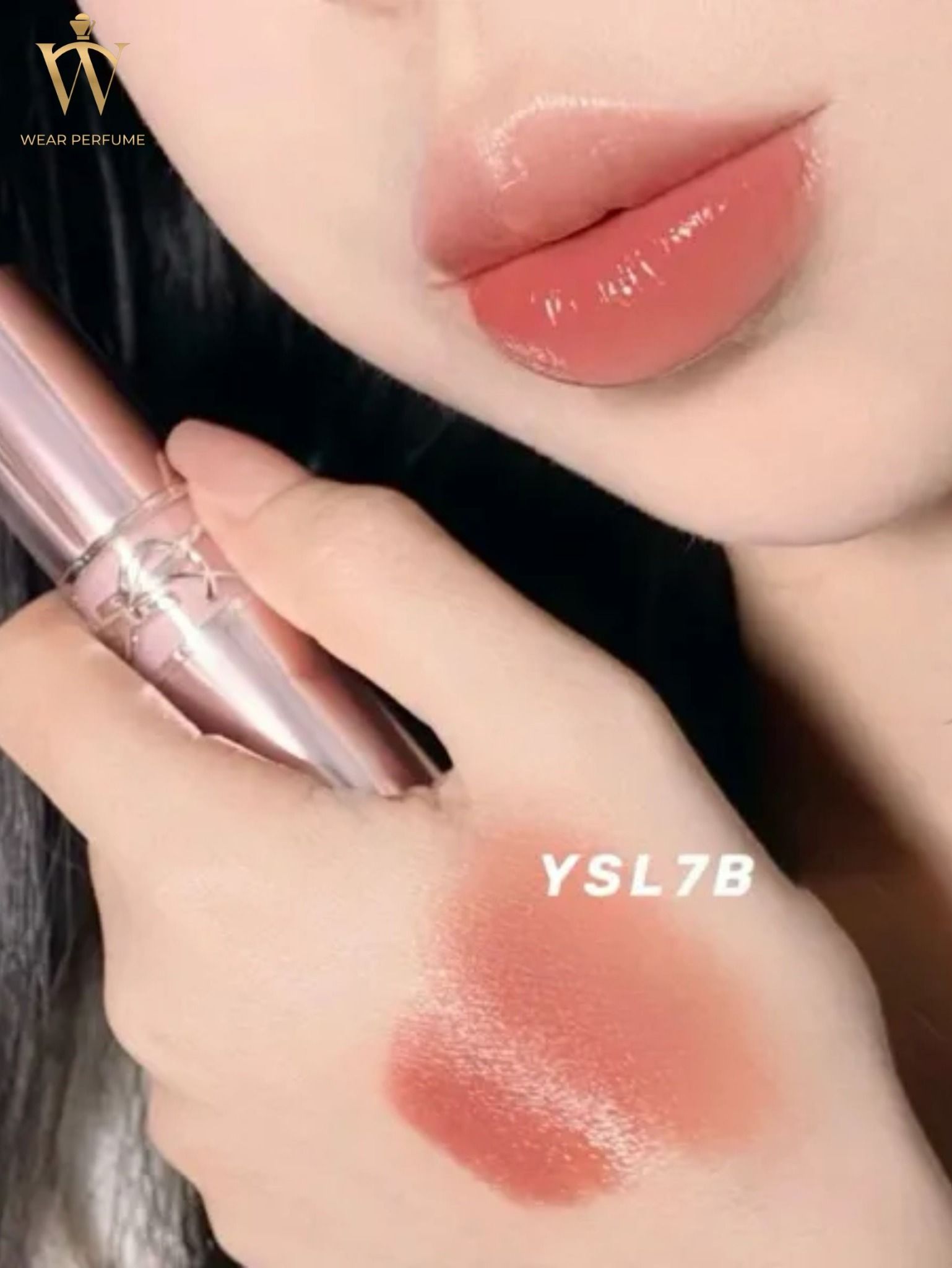  Son YSL Loveshine Candy Glow 7B Nude Pleasure - Màu Cam Nude 