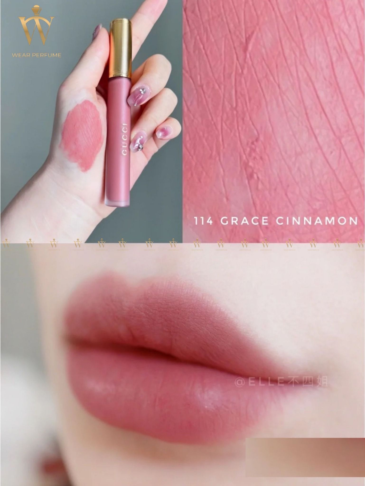  Son Kem Gucci 114 Grace Cinnamon Rouge À Lèvres Liquid Matte - Màu Hồng Nâu 