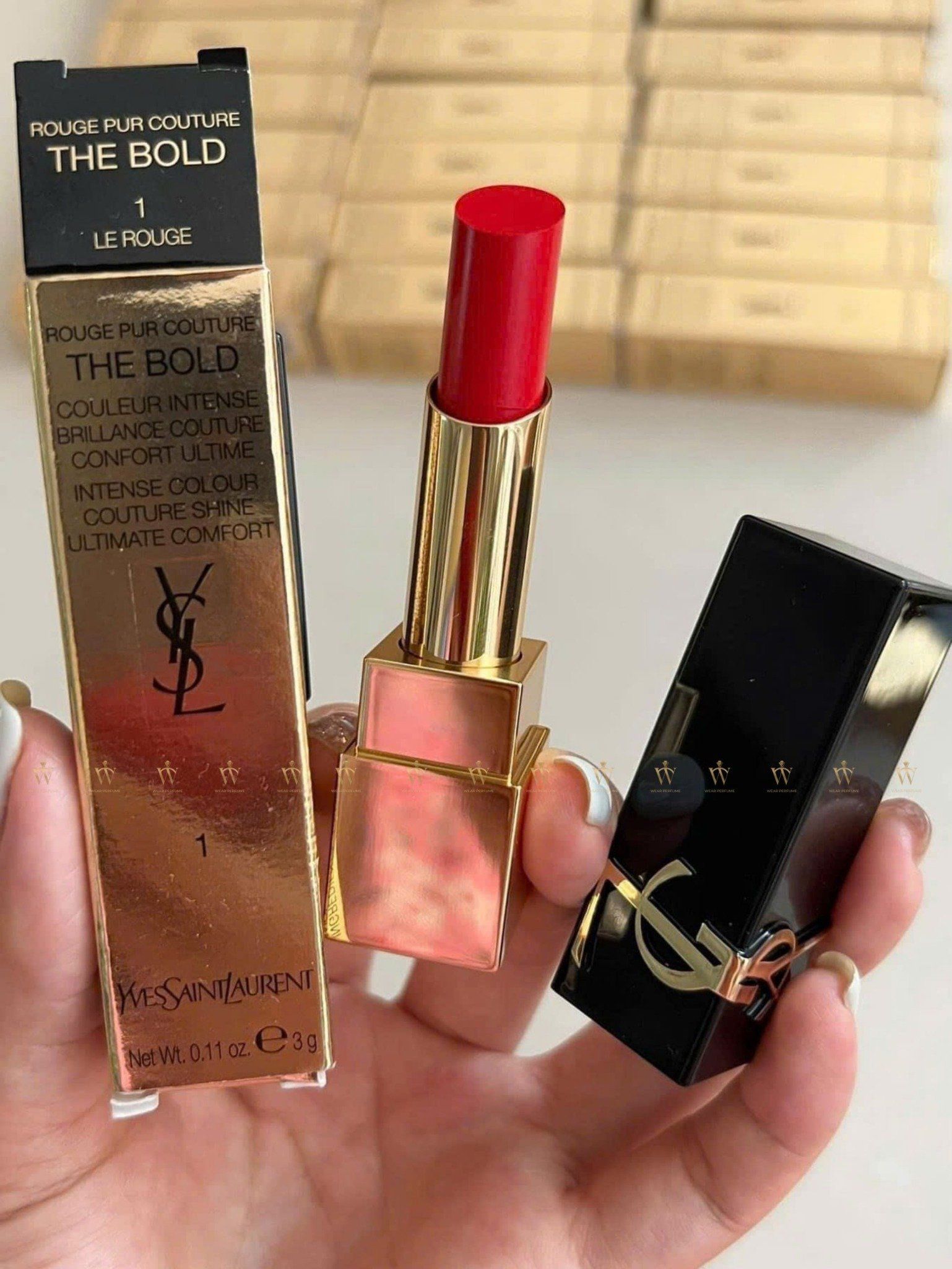  Son YSL The Bold 1 Le Rouge - Màu Đỏ Thuần 