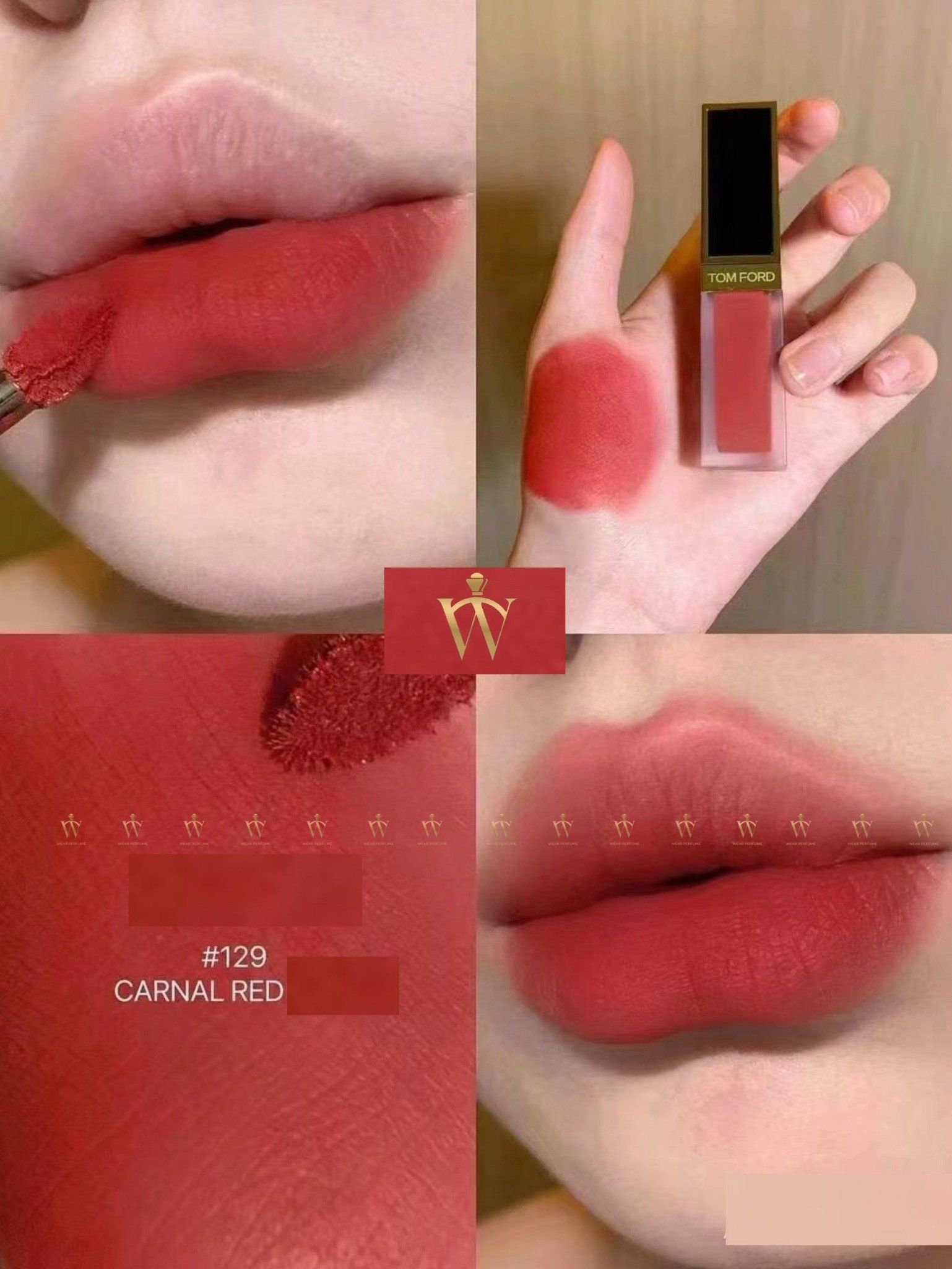  Son Kem Tom Ford Liquid Lip Luxe Matte 129 Carnal Red – Màu Đỏ Cam Hồng 